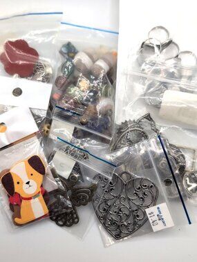 Lot of New Unused Crafts Supplies Beads Pendants Rings Glass Metal Wide Variety